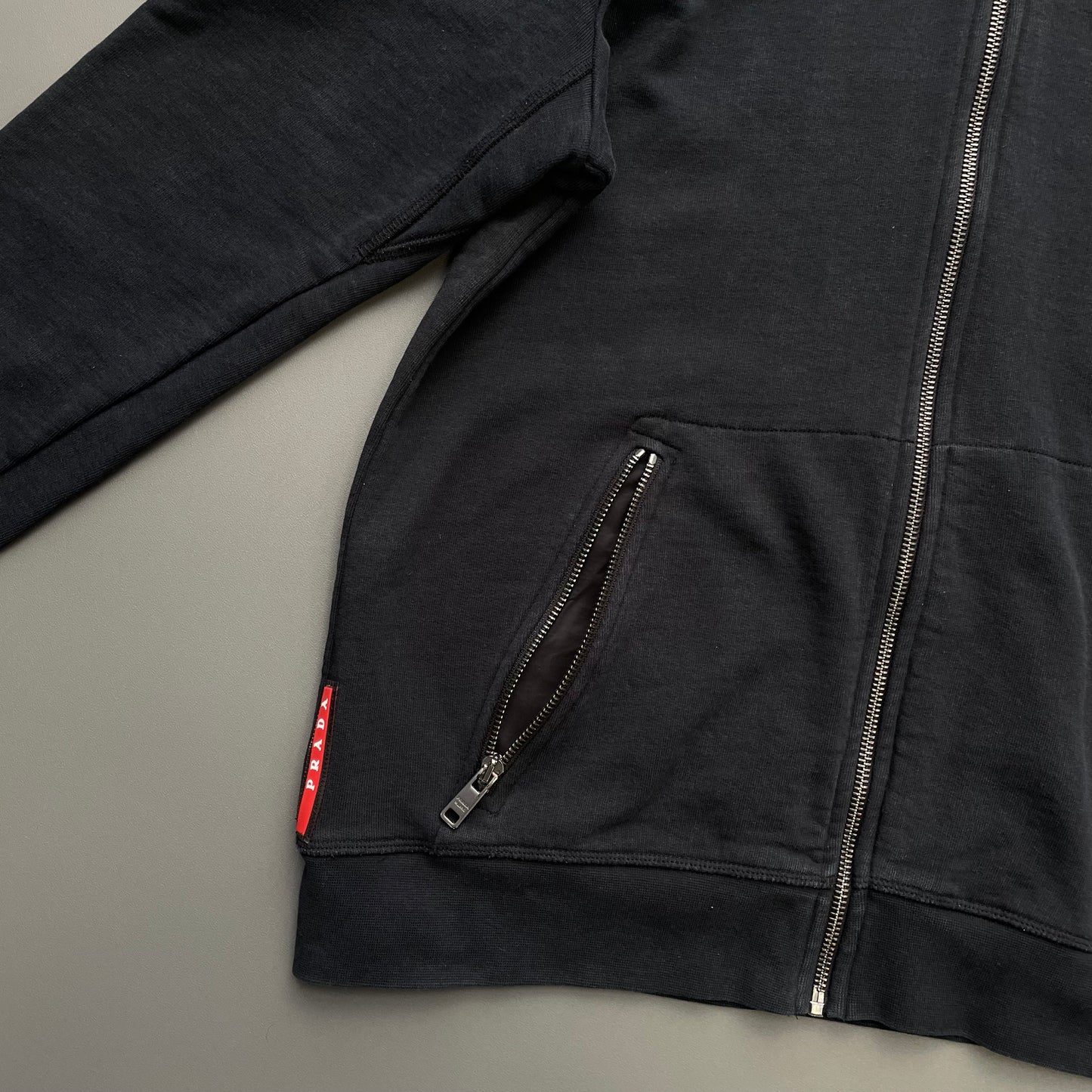 Prada Sport Black 2014 Nylon Hood Zip-Through Hoodie