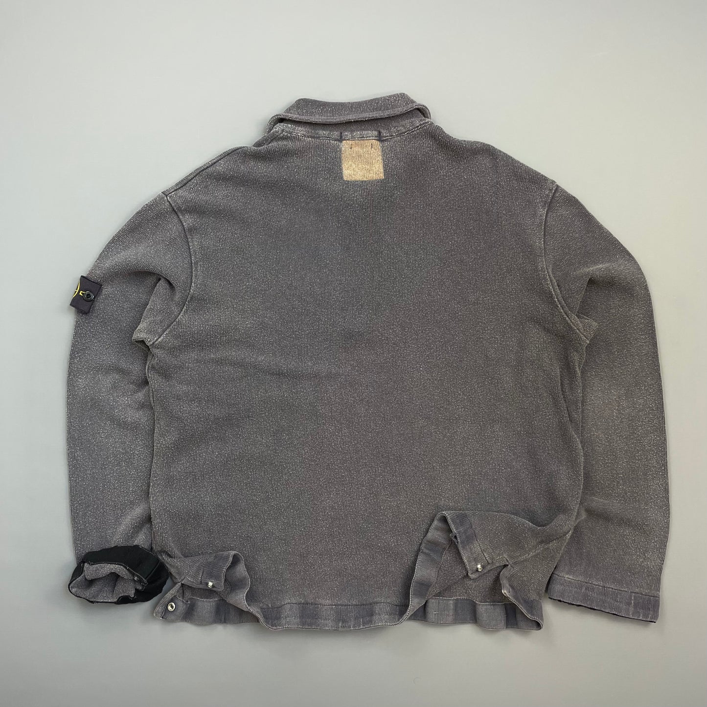 Stone Island Grey SS04 Cotton Half-Zip Snap-Button Hem Jumper