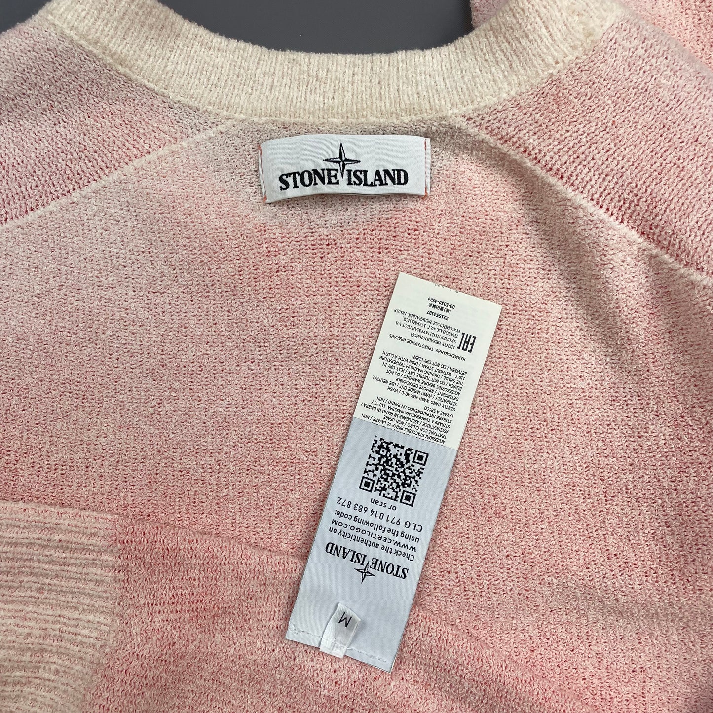 Stone Island Peach Gradient SS20 Lightweight Knit Crewneck Jumper