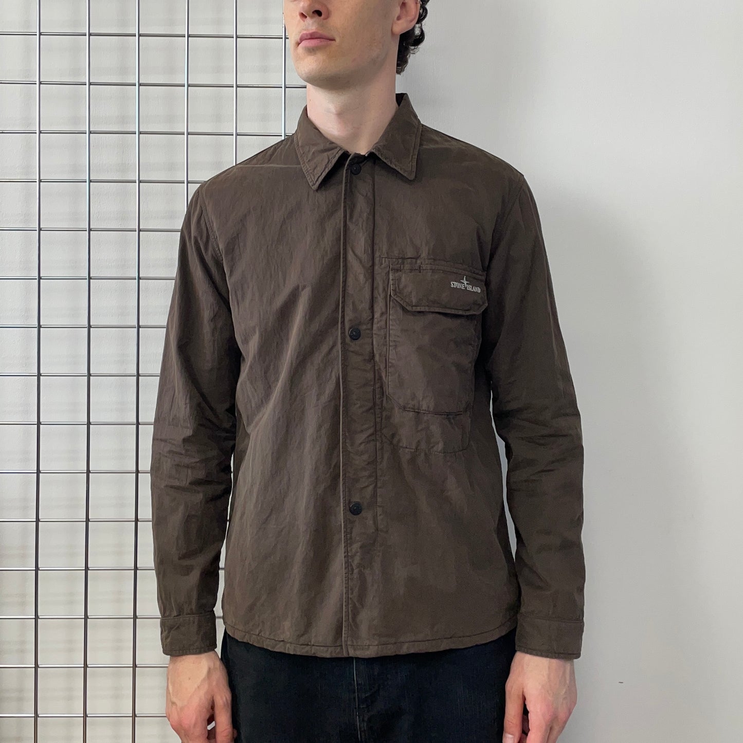 Stone Island Brown 00s Lined Spellout Overshirt