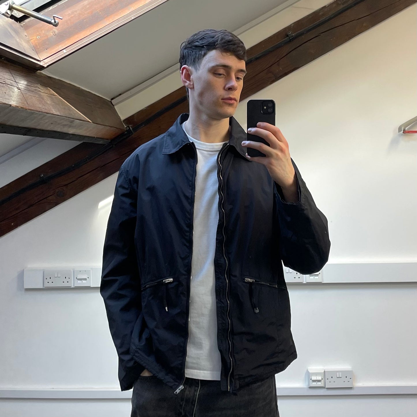 Stone Island Denims Black SS03 Nylon Zip-Through Harrington Jacket
