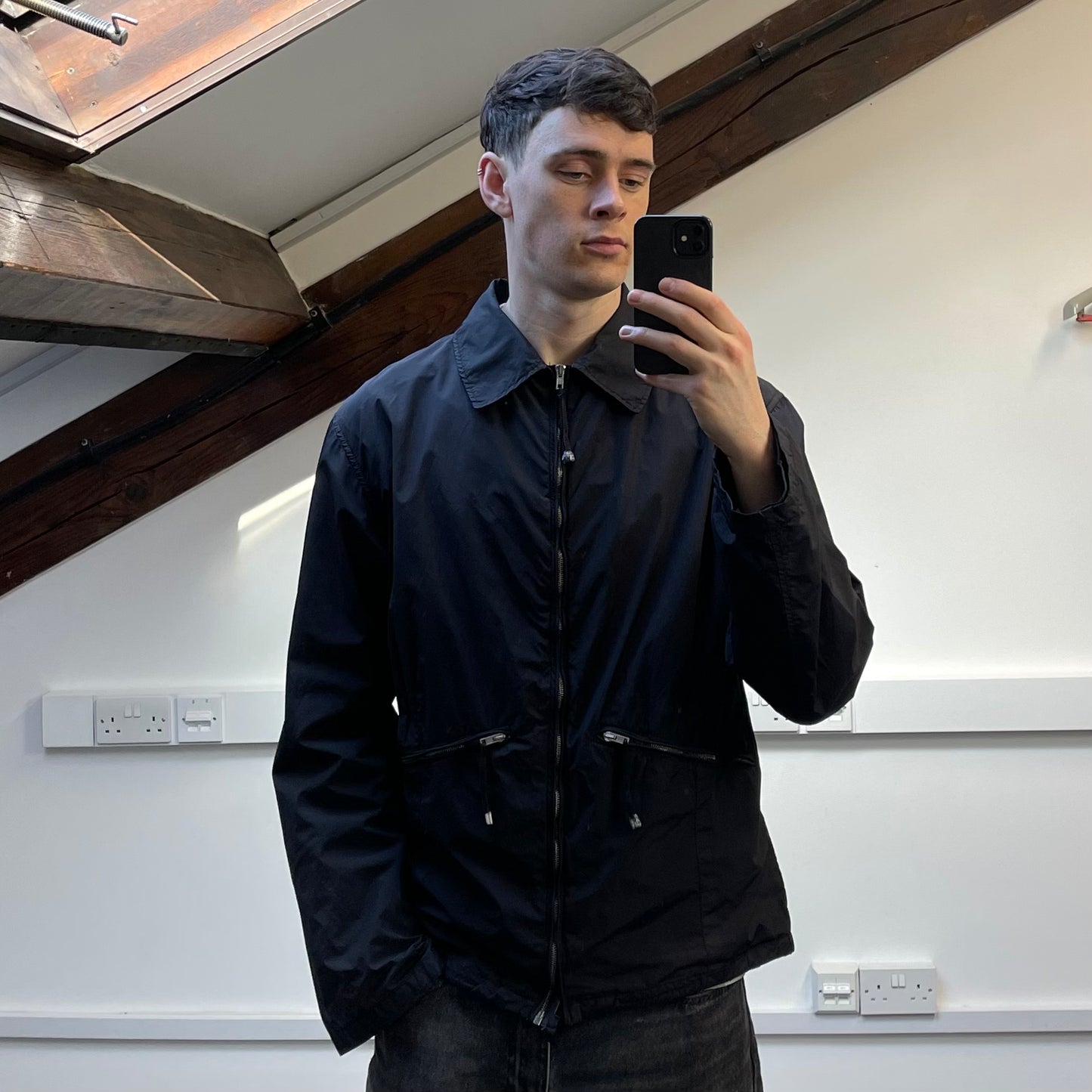 Stone Island Denims Black SS03 Nylon Zip-Through Harrington Jacket