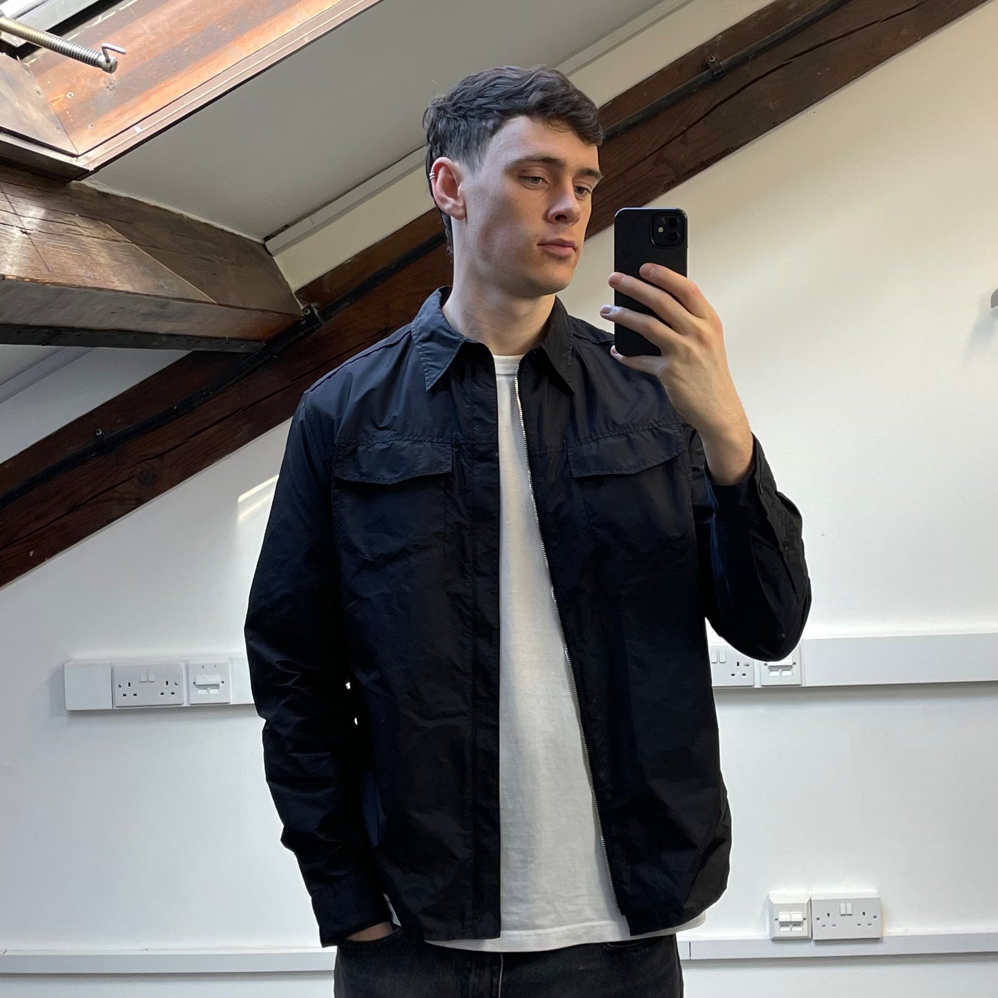 Prada Sport Black 2017 Lightweight Nylon Zip-Through Overshirt