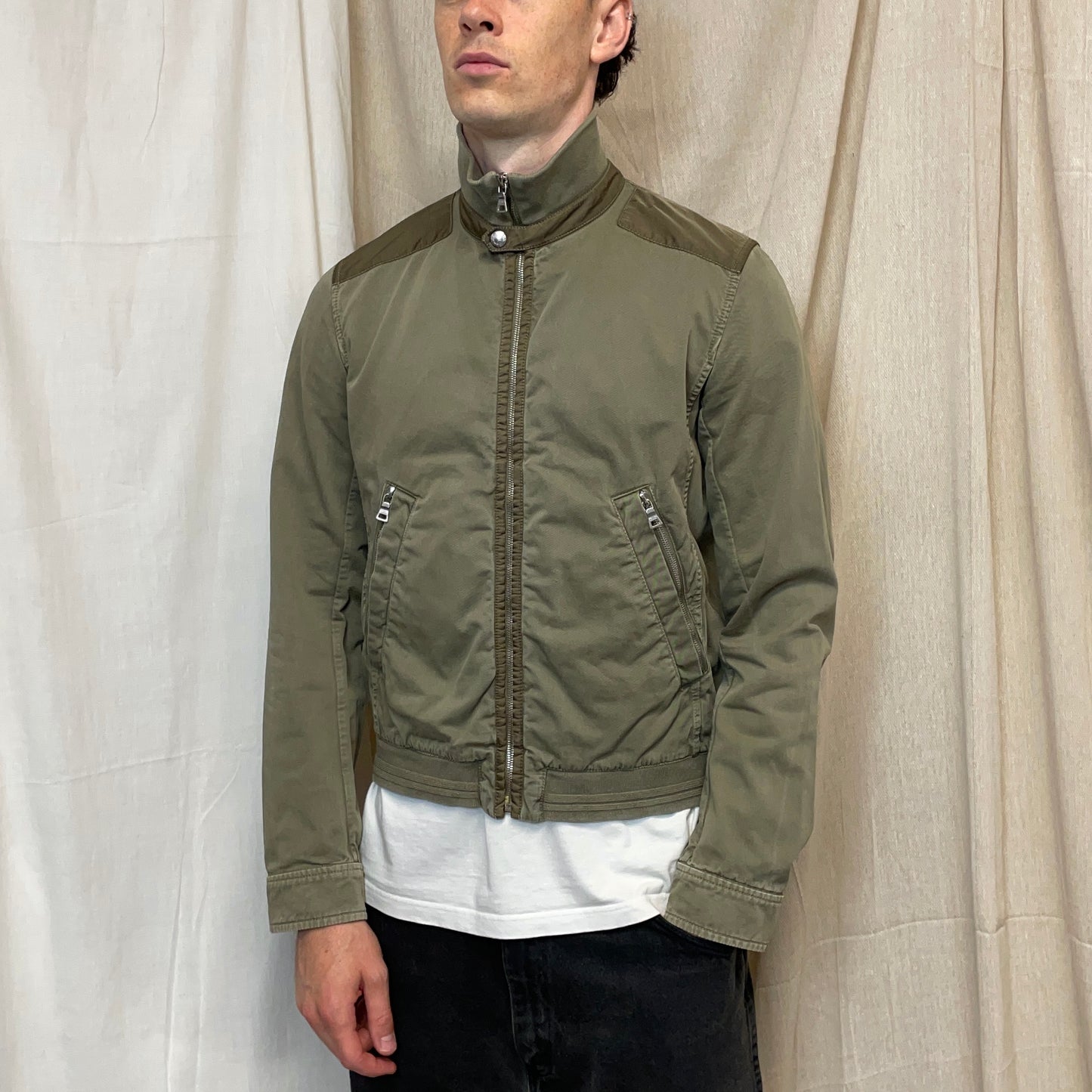 Prada Sport Khaki Green 00s Military Style Cotton Jacket