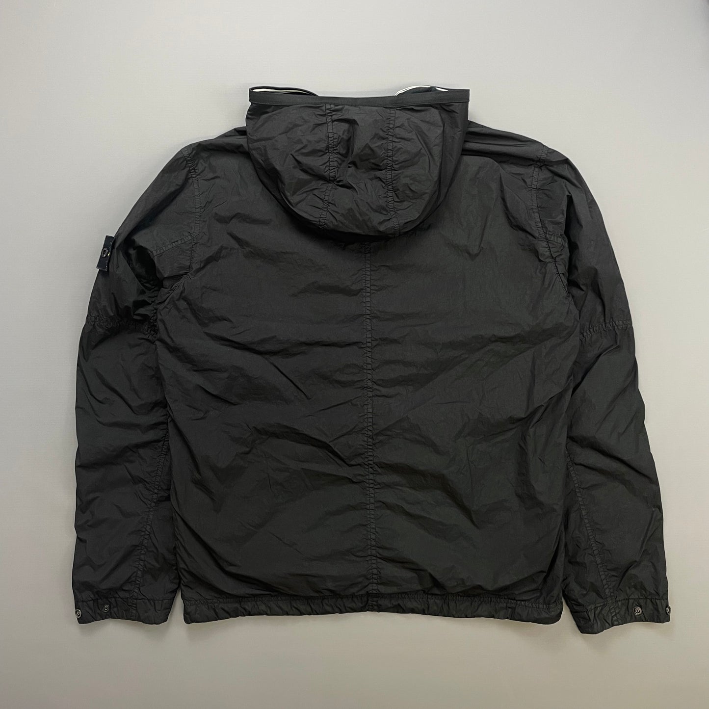 Stone Island Black SS19 Garment Dyed Crinkle Reps NY Midweight Hooded Jacket