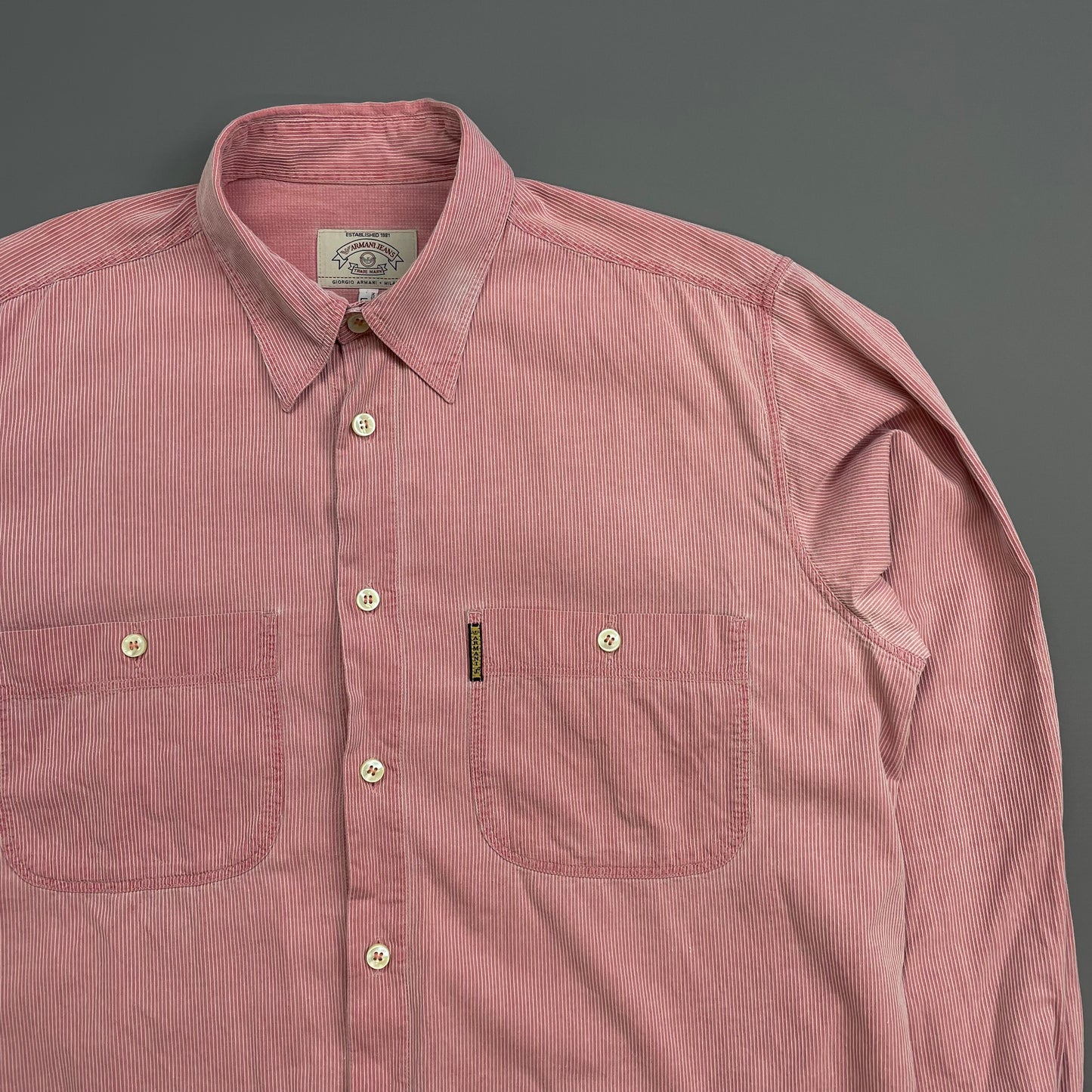Armani Pink & White 90s Fine Detailed Shirt