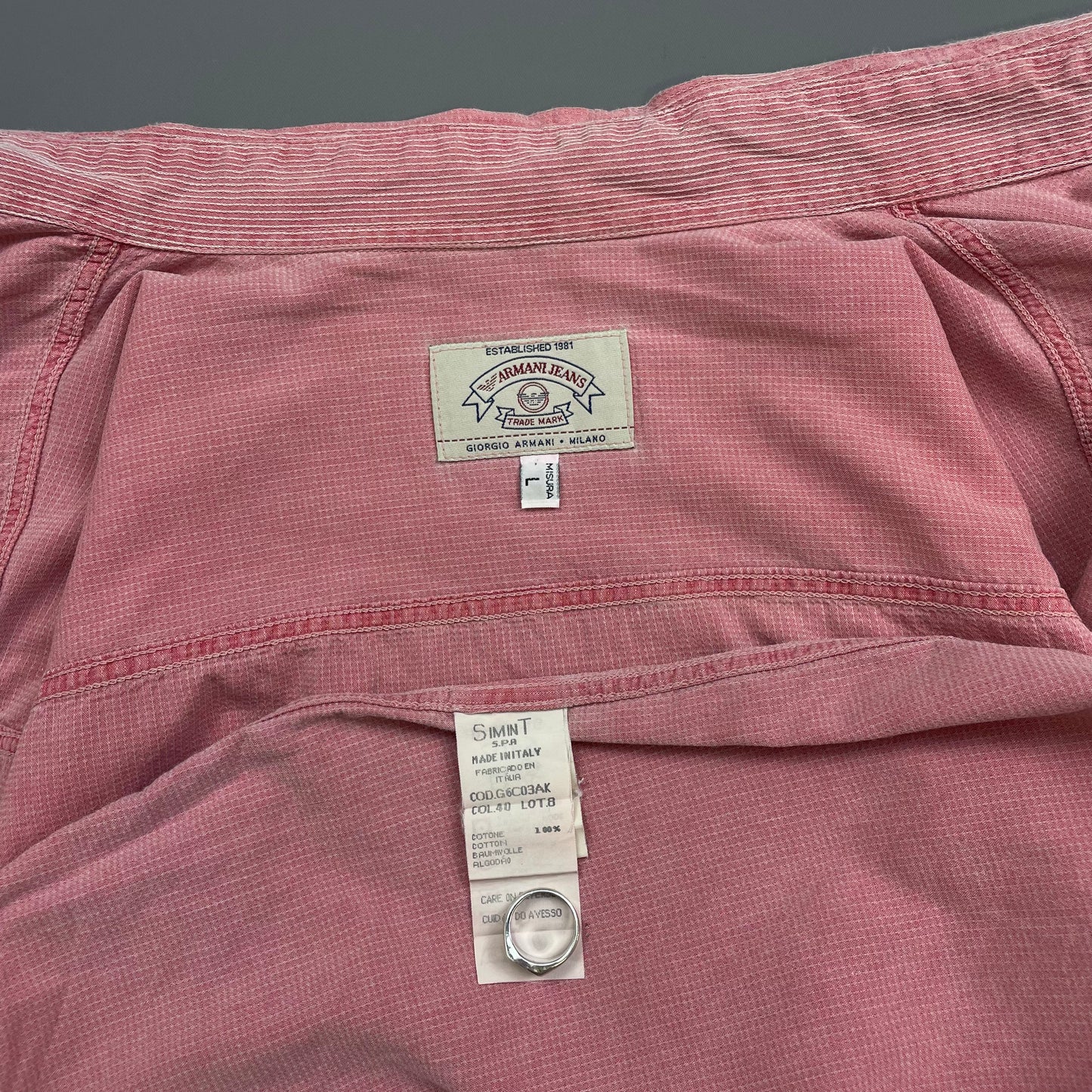 Armani Pink & White 90s Fine Detailed Shirt