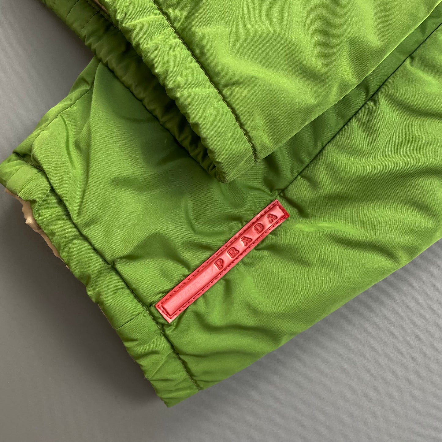 Prada Sport Grey & Green Reversible Padded Nylon Harrington Jacket