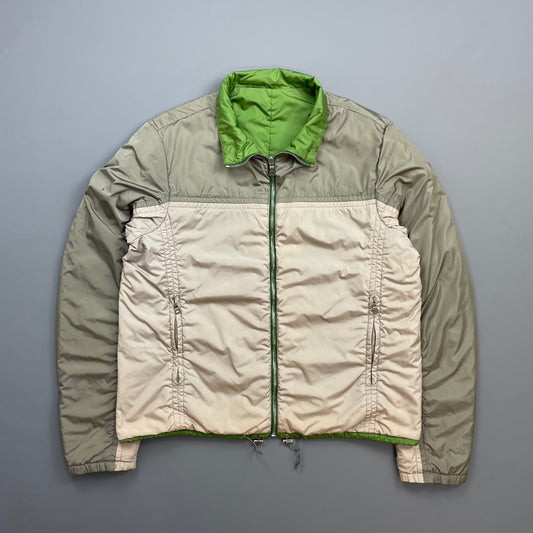 Prada Sport Grey & Green Reversible Padded Nylon Harrington Jacket