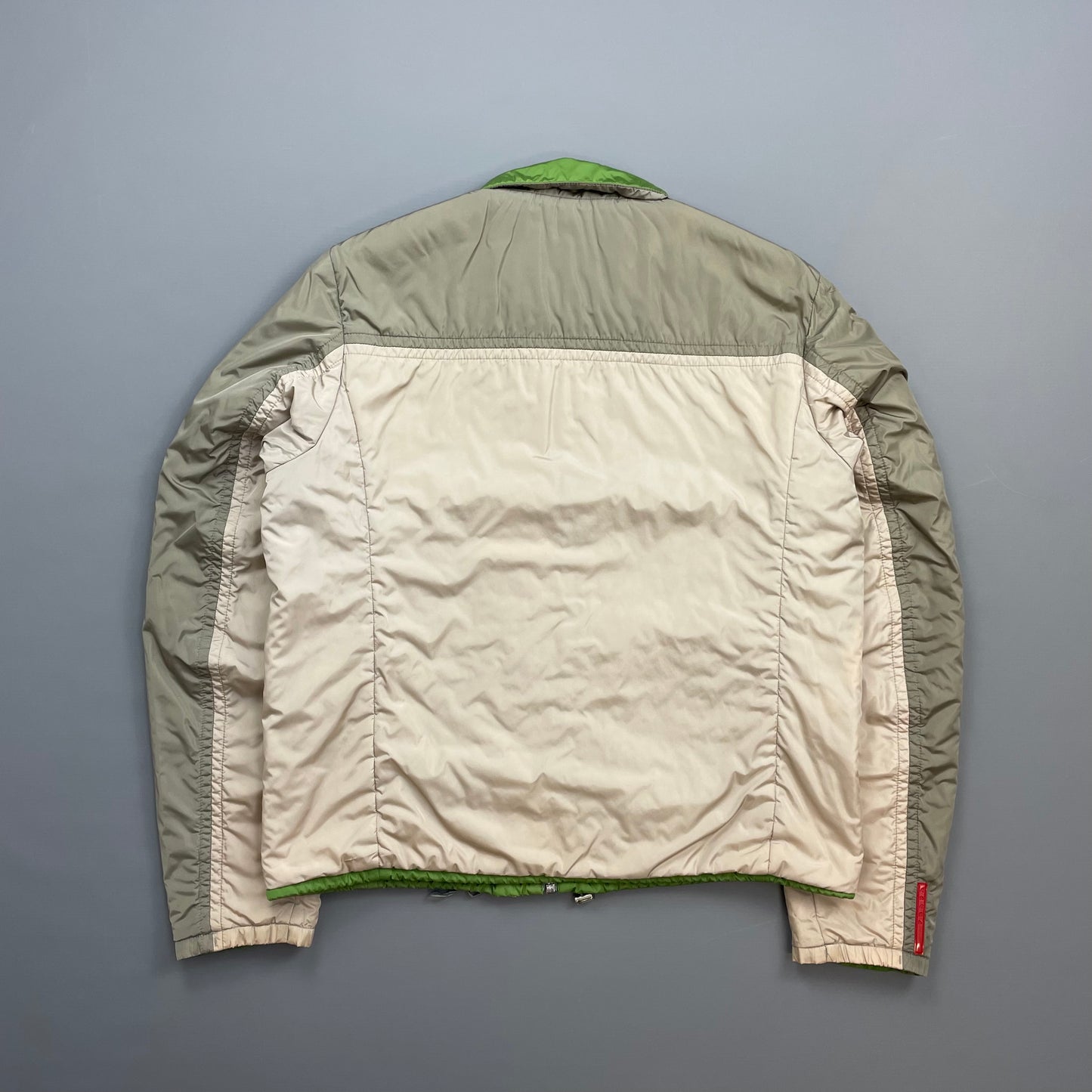 Prada Sport Grey & Green Reversible Padded Nylon Harrington Jacket