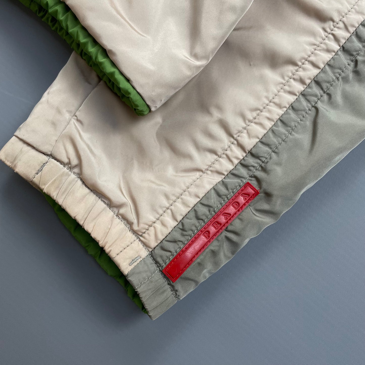 Prada Sport Grey & Green Reversible Padded Nylon Harrington Jacket