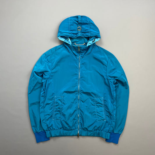C.P. Company Blue SS10 Nylon Canvas Hooded Shimmer Windbreaker Jacket