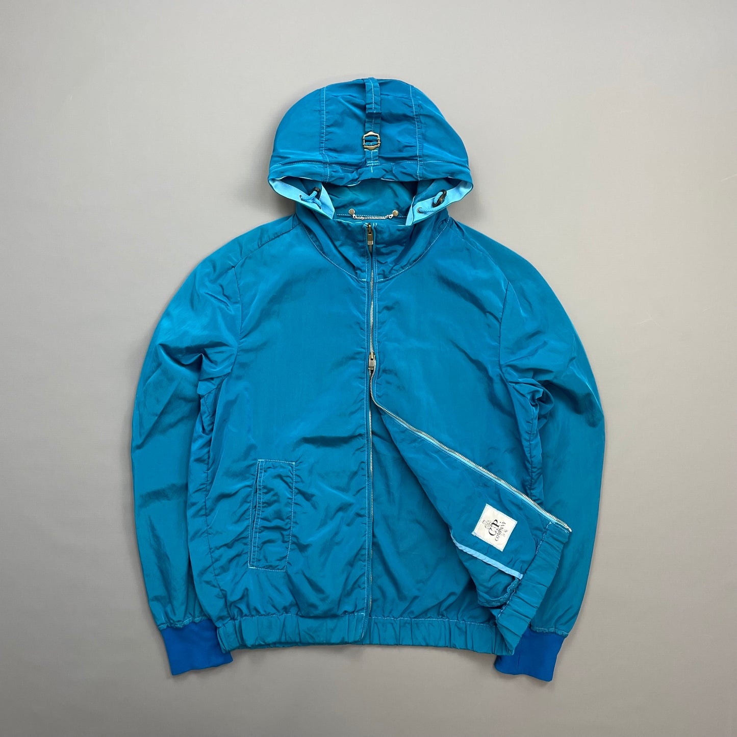 C.P. Company Blue SS10 Nylon Canvas Hooded Shimmer Windbreaker Jacket
