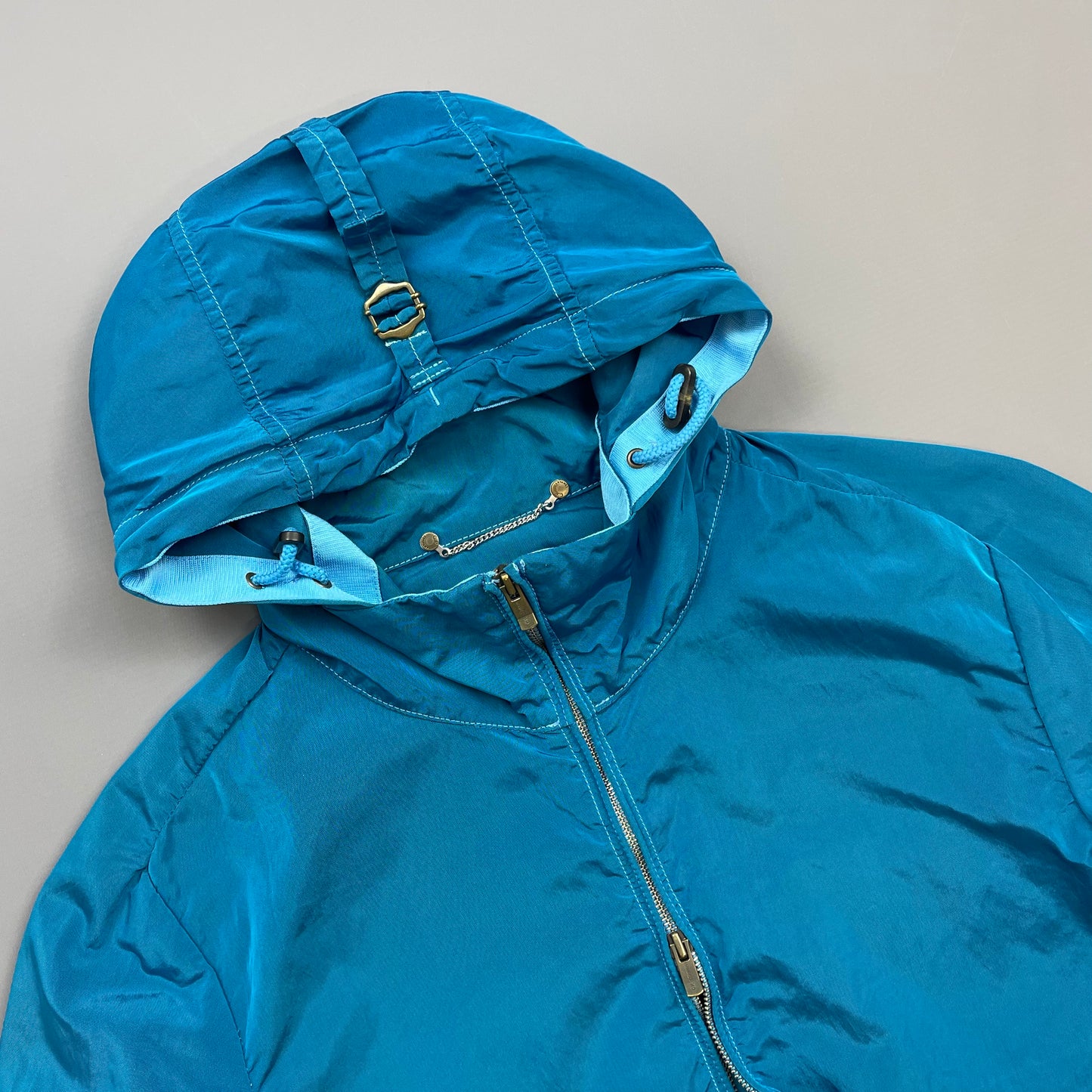 C.P. Company Blue SS10 Nylon Canvas Hooded Shimmer Windbreaker Jacket
