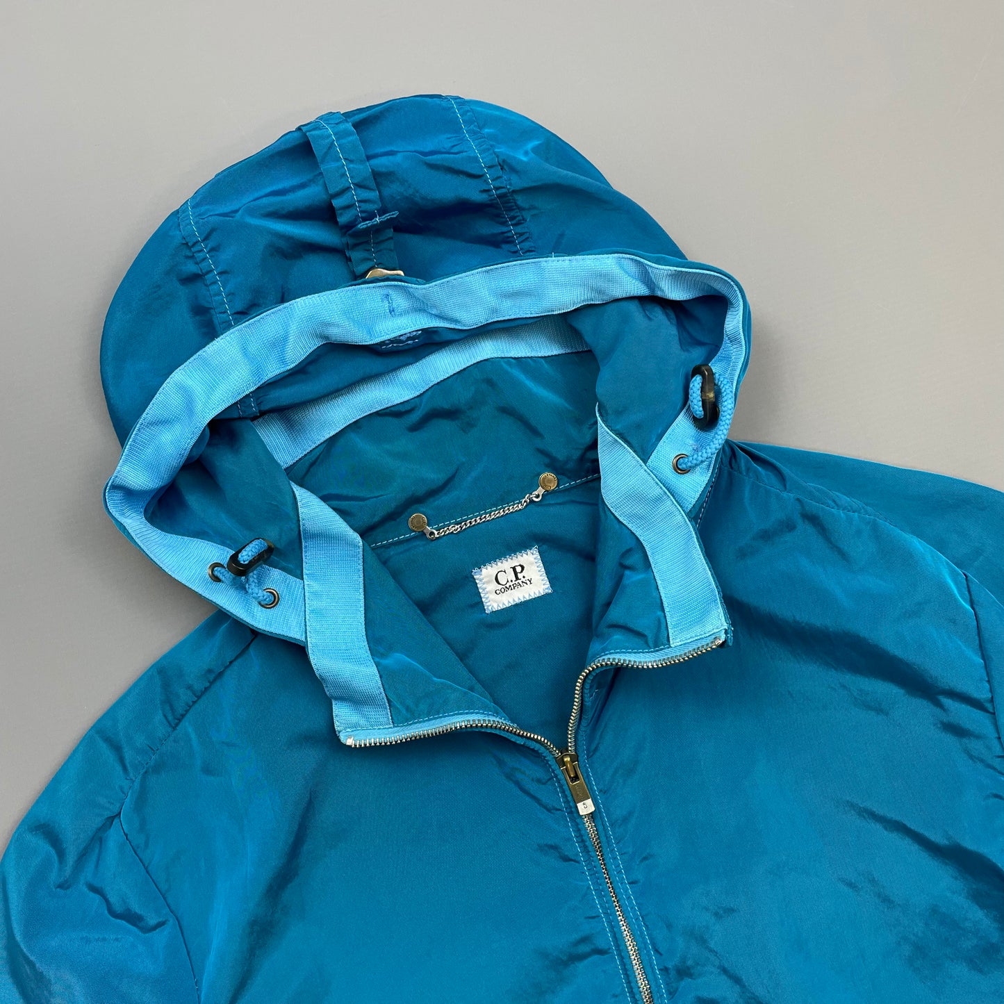 C.P. Company Blue SS10 Nylon Canvas Hooded Shimmer Windbreaker Jacket