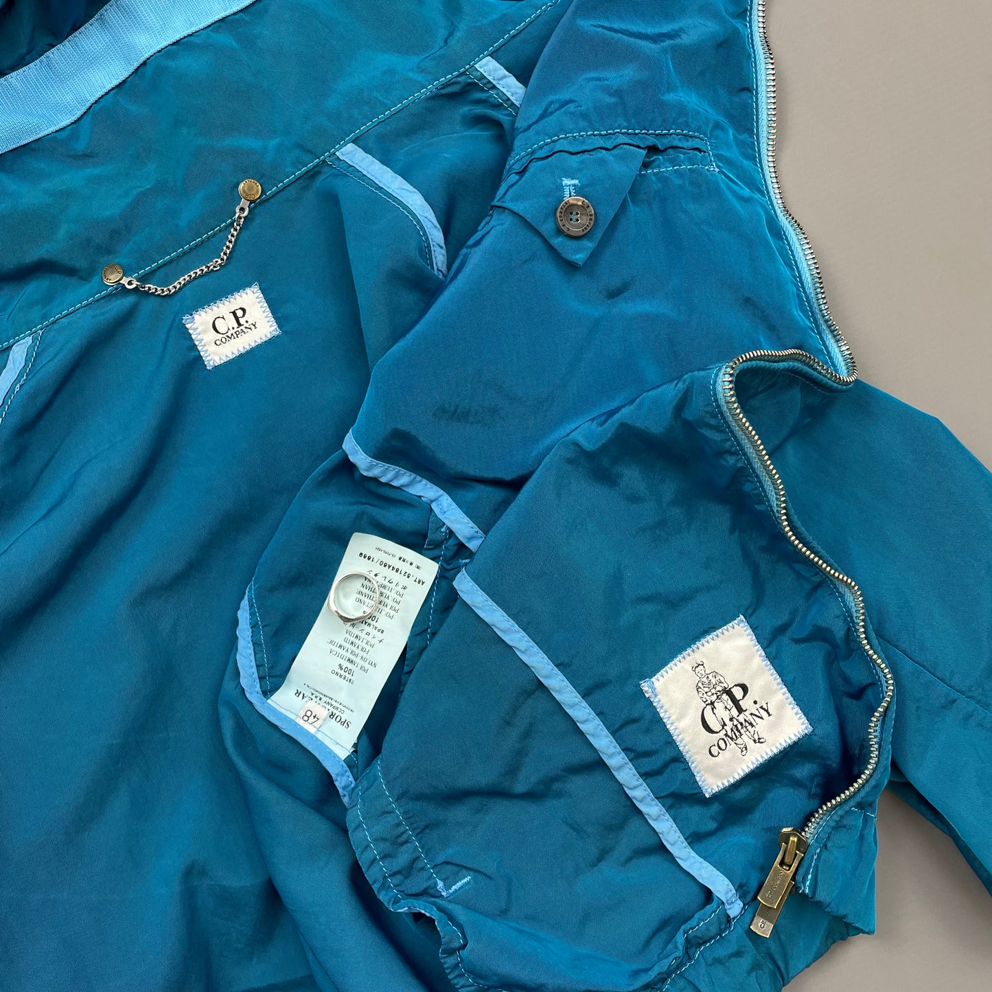 C.P. Company Blue SS10 Nylon Canvas Hooded Shimmer Windbreaker Jacket