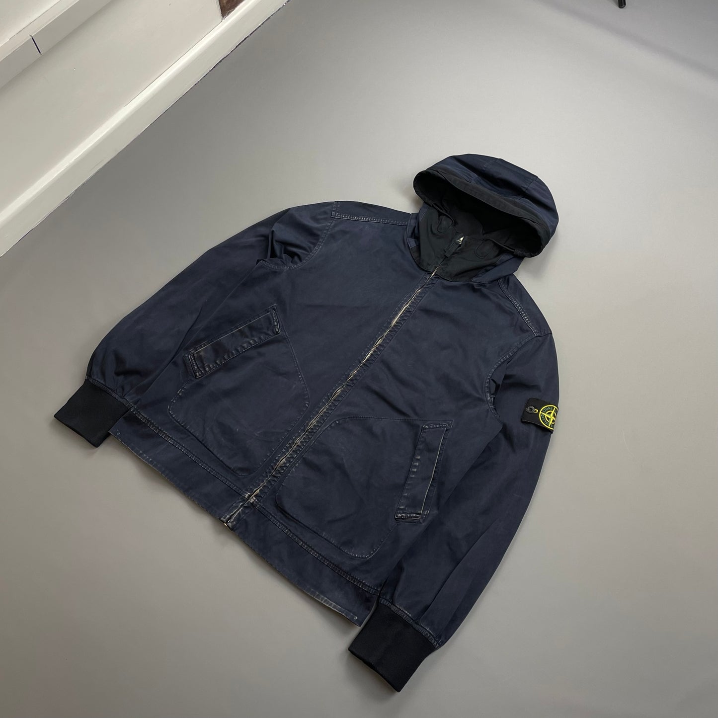 Stone Island Navy SS16 David Jersey-TC Hooded Jacket