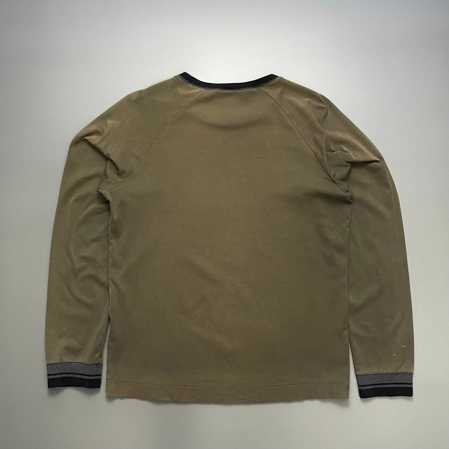 Prada Sport Khaki Green 00s Wool Trim Longsleeve T-Shirt