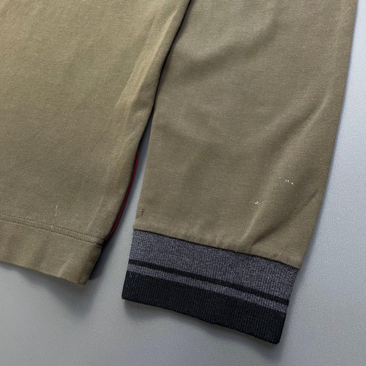 Prada Sport Khaki Green 00s Wool Trim Longsleeve T-Shirt