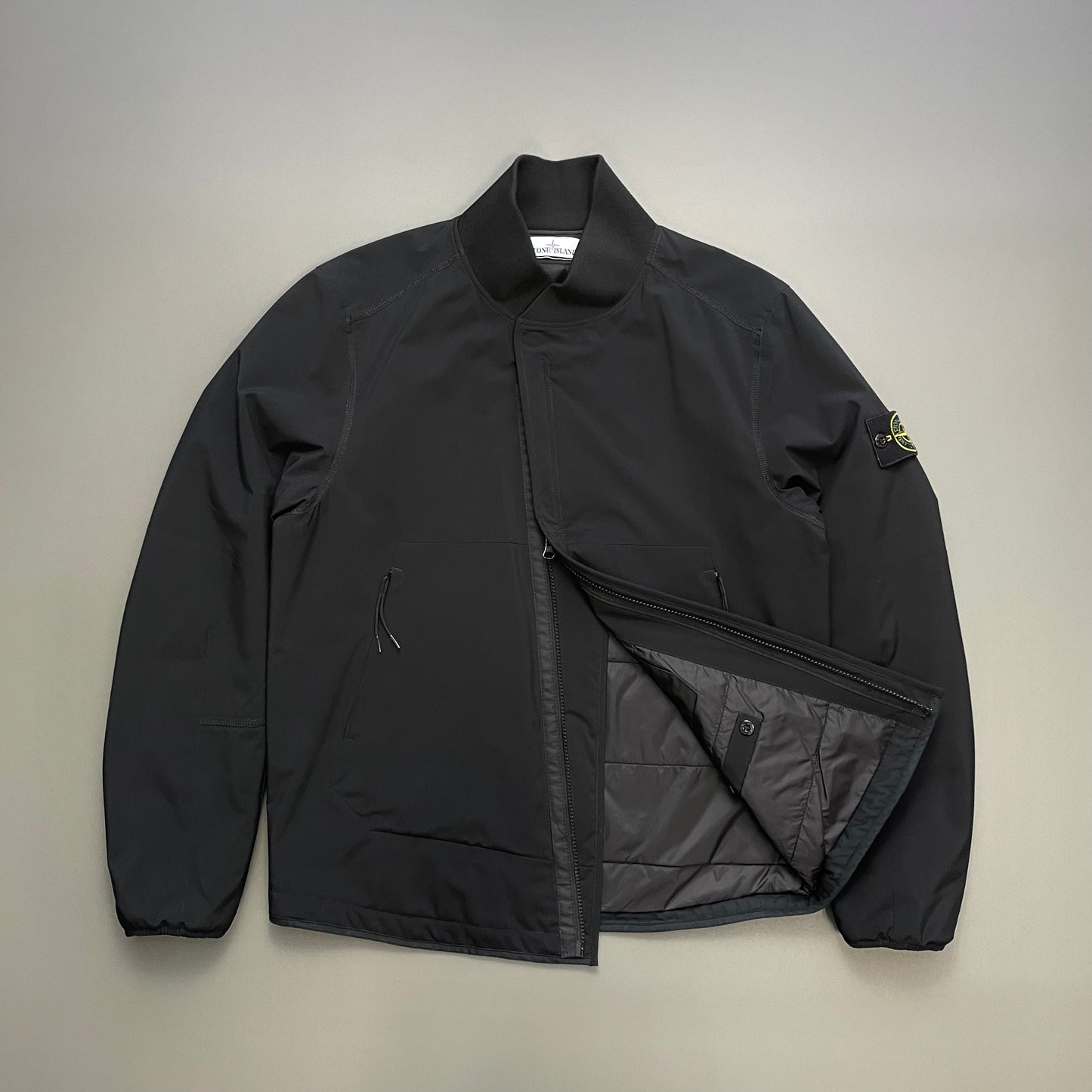 Stone Island Black AW16 Soft Shell-R Asymmetrical Primaloft Bomber Jacket