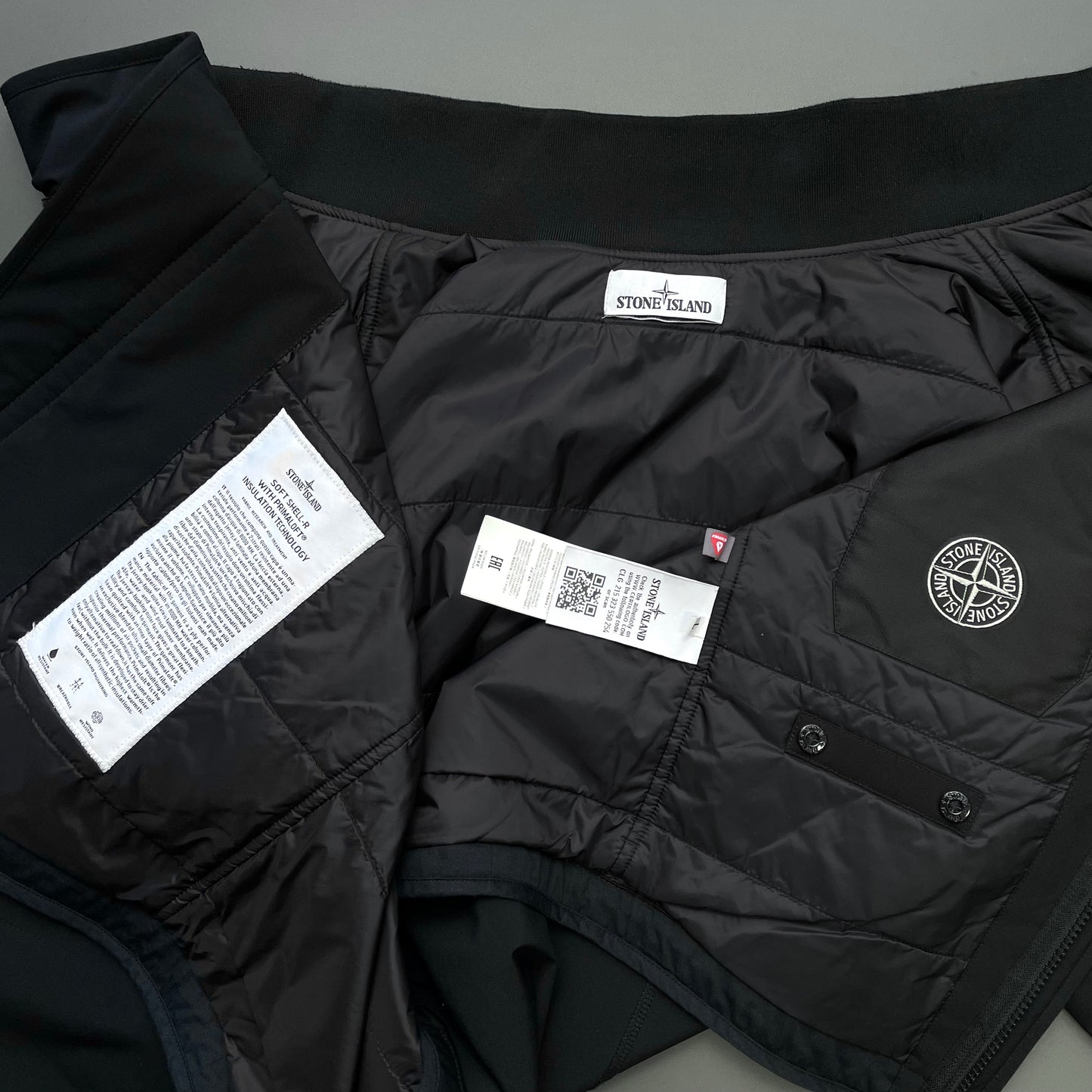 Stone Island Black AW16 Soft Shell-R Asymmetrical Primaloft Bomber Jacket