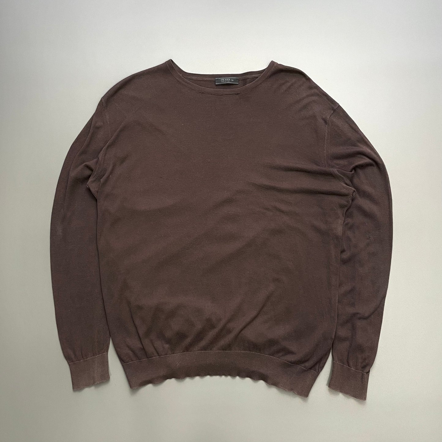 Prada Brown 2008 Cotton Knit Crewneck Jumper