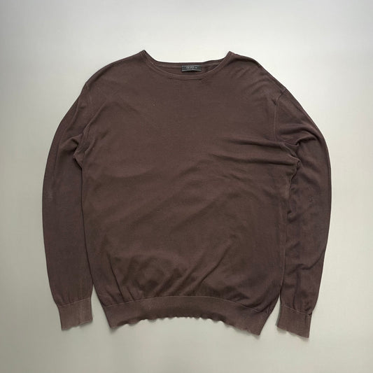 Prada Brown 2008 Cotton Knit Crewneck Jumper
