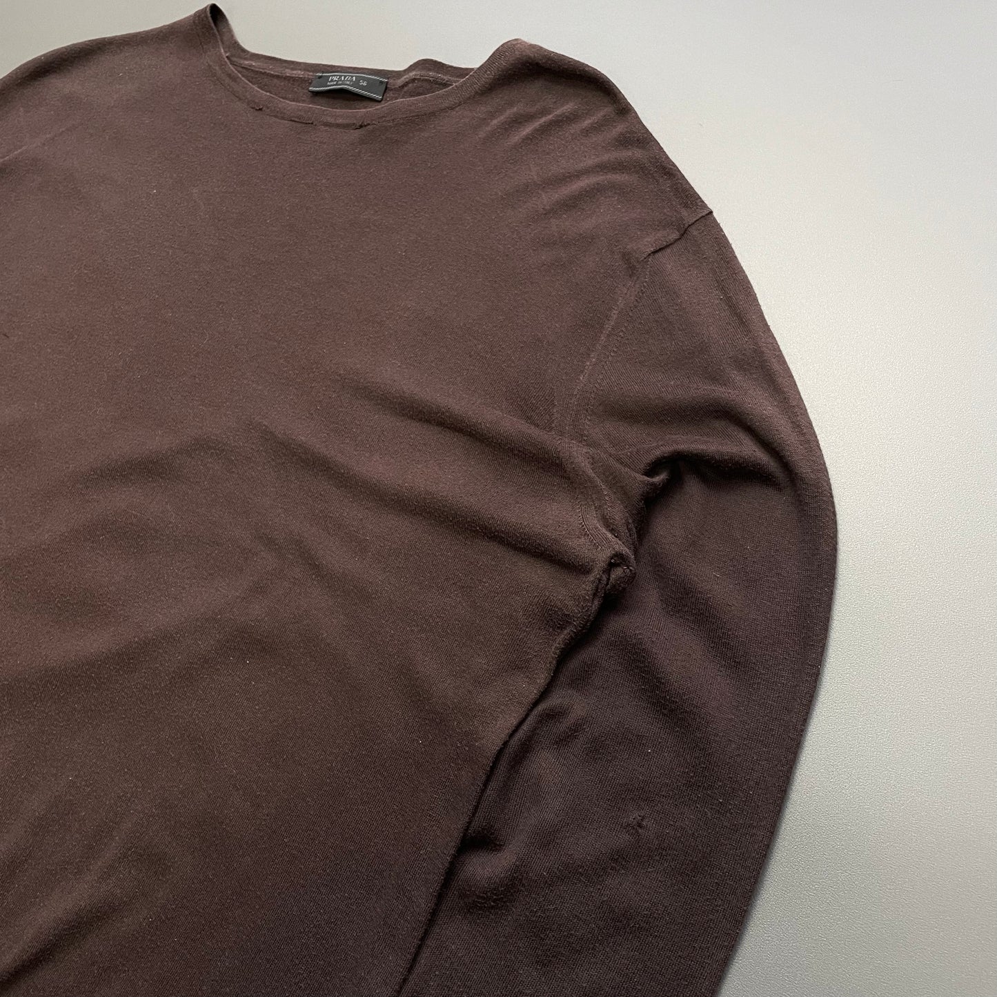 Prada Brown 2008 Cotton Knit Crewneck Jumper