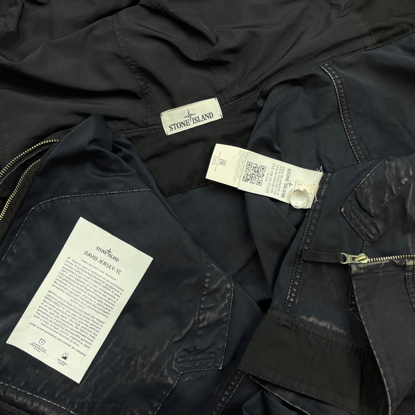 Stone Island Navy SS16 David Jersey-TC Hooded Jacket