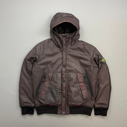 Stone Island Burgundy AW13 Quilted Mussola Gommata Hooded Jacket
