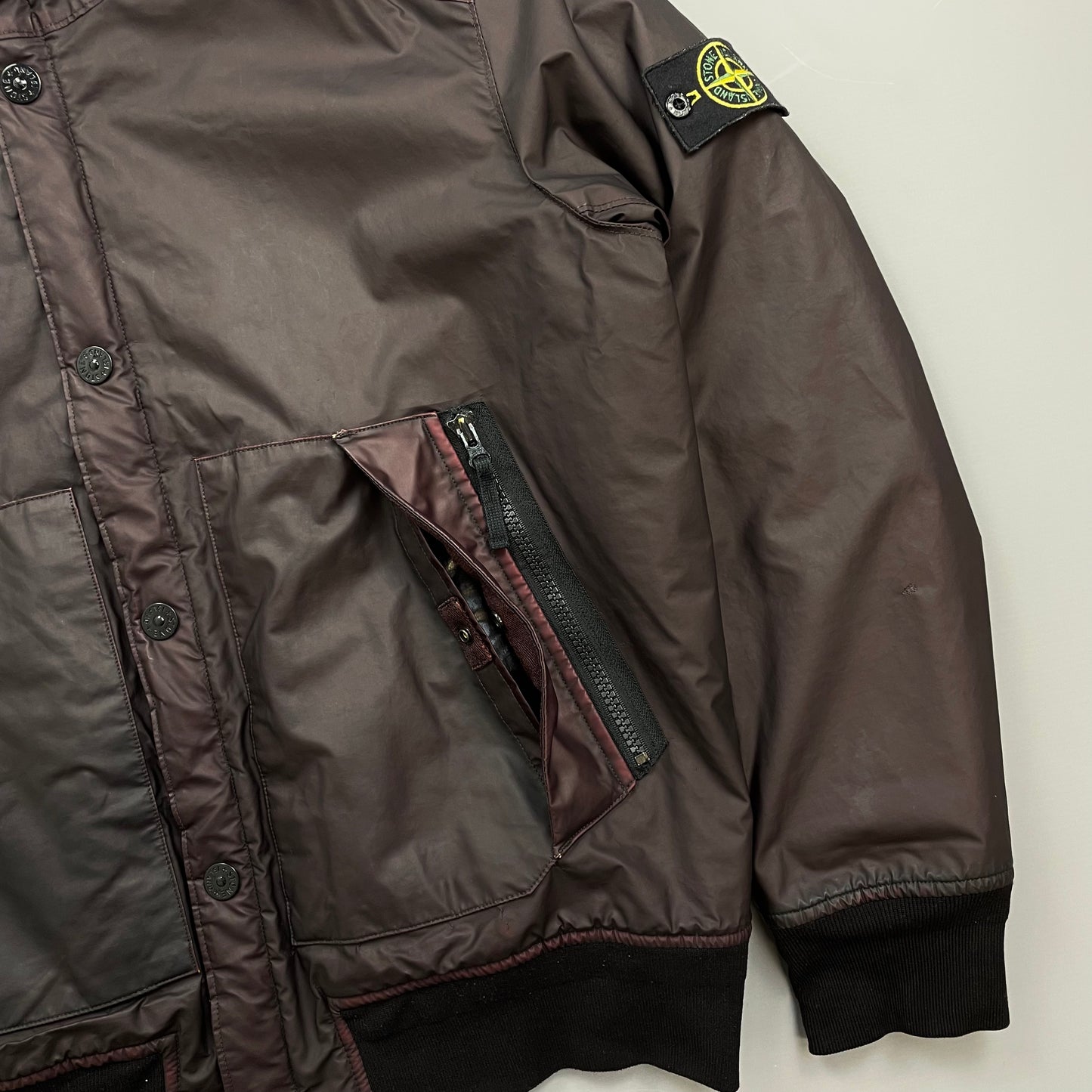 Stone Island Burgundy AW13 Quilted Mussola Gommata Hooded Jacket