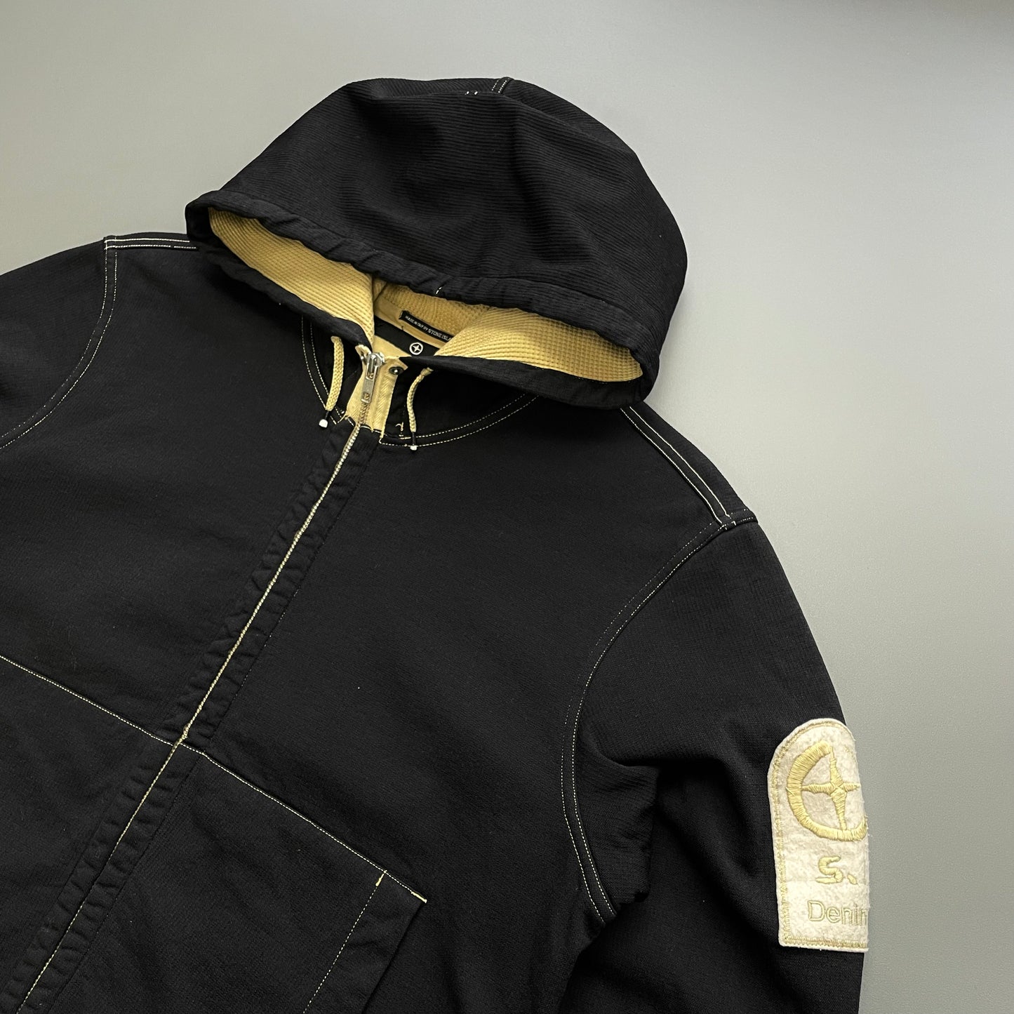 Stone Island Denims Black AW05 Nylon Dyed Waffle-Lined Hooded Jacket