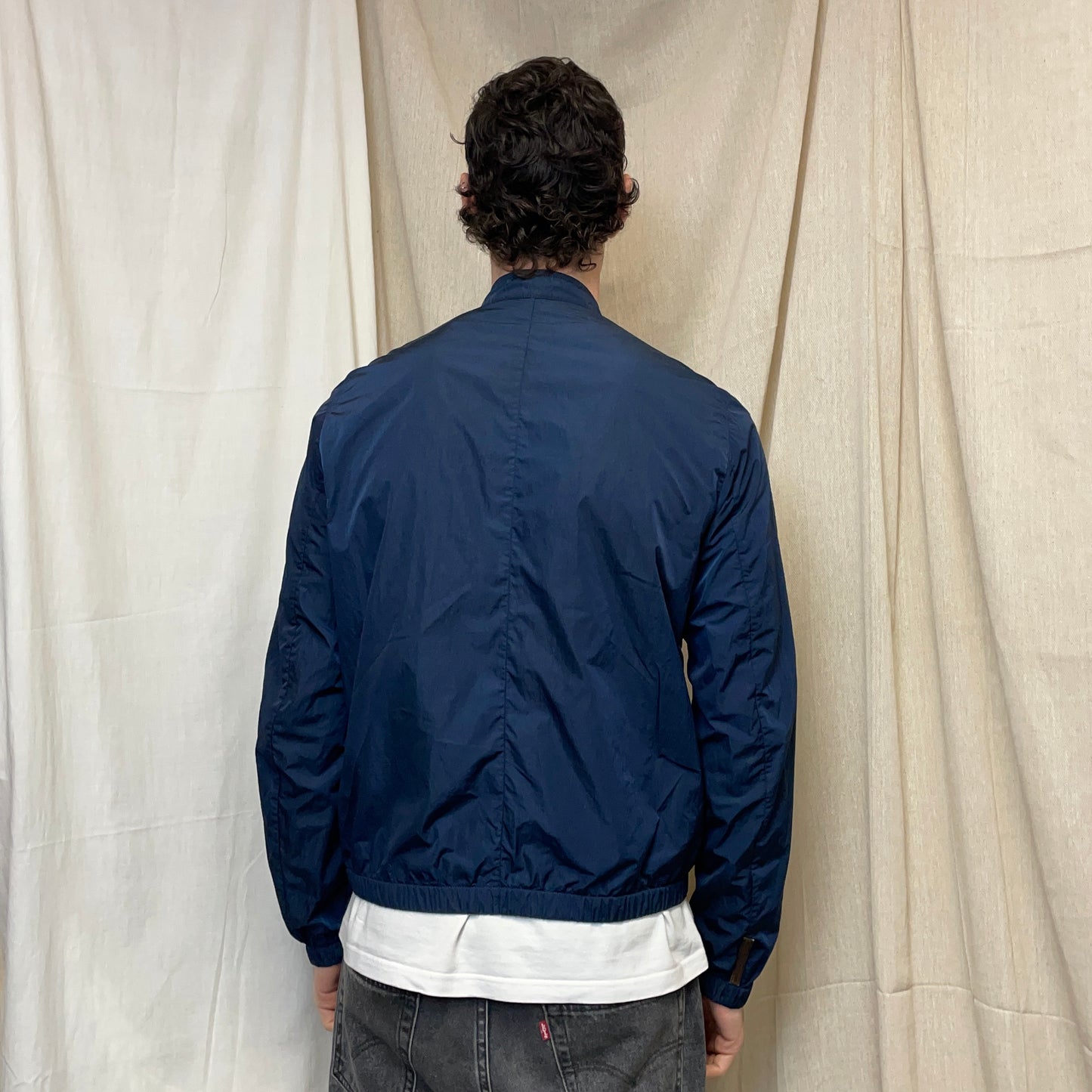 Prada Sport Navy 00s Nylon Linea Rossa Lightweight Racing Biker Jacket