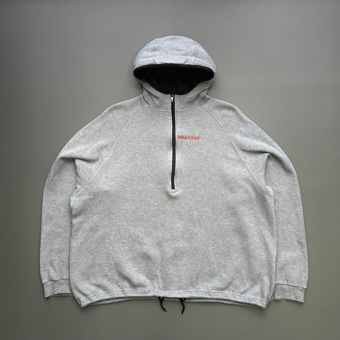 Prada Sport Sailing Team Grey Half-Zip Pullover Smock Hoodie