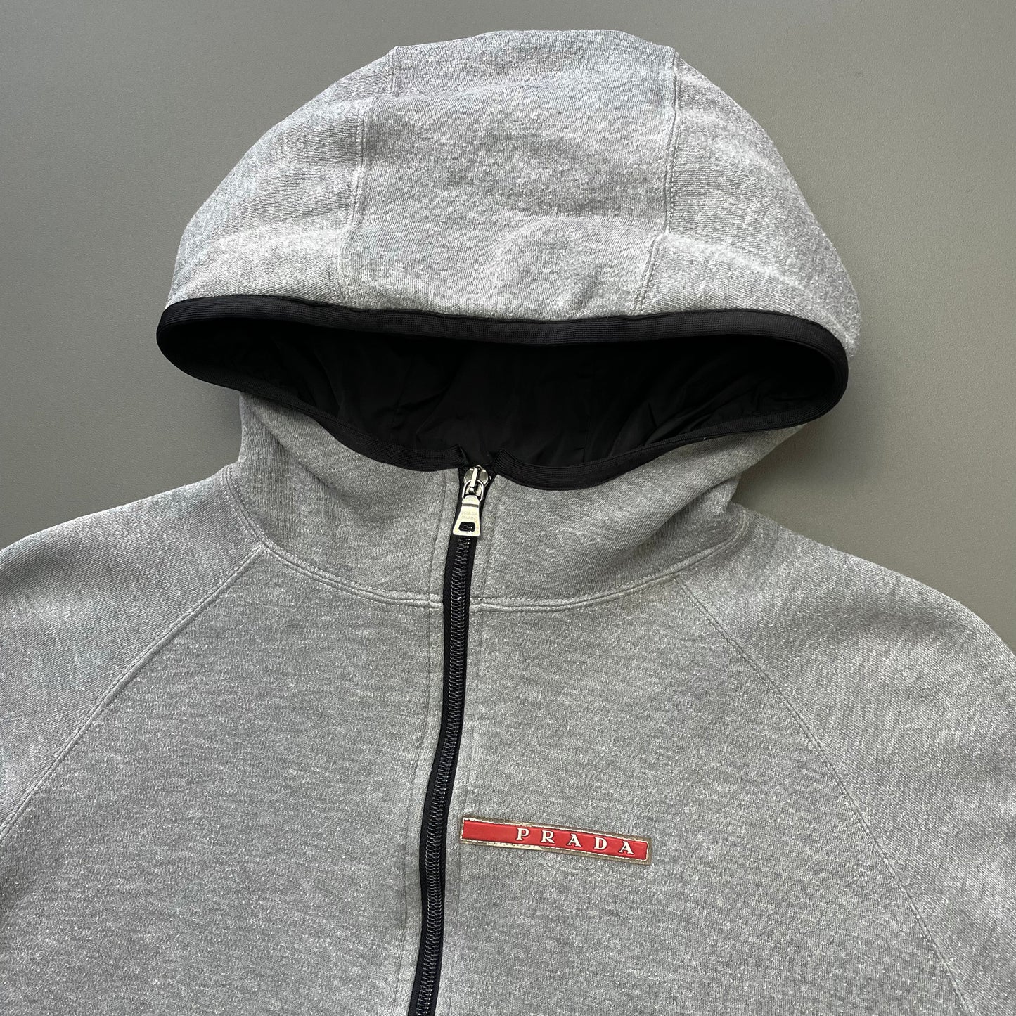 Prada Sport Sailing Team Grey Half-Zip Pullover Smock Hoodie