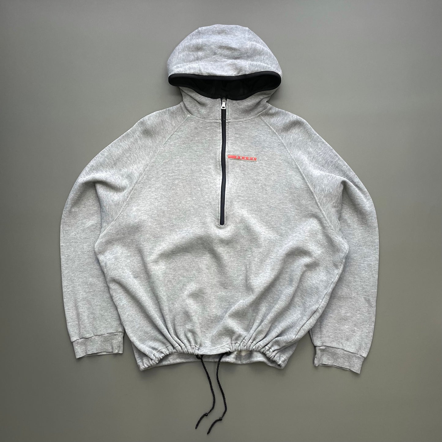 Prada Sport Sailing Team Grey Half-Zip Pullover Smock Hoodie