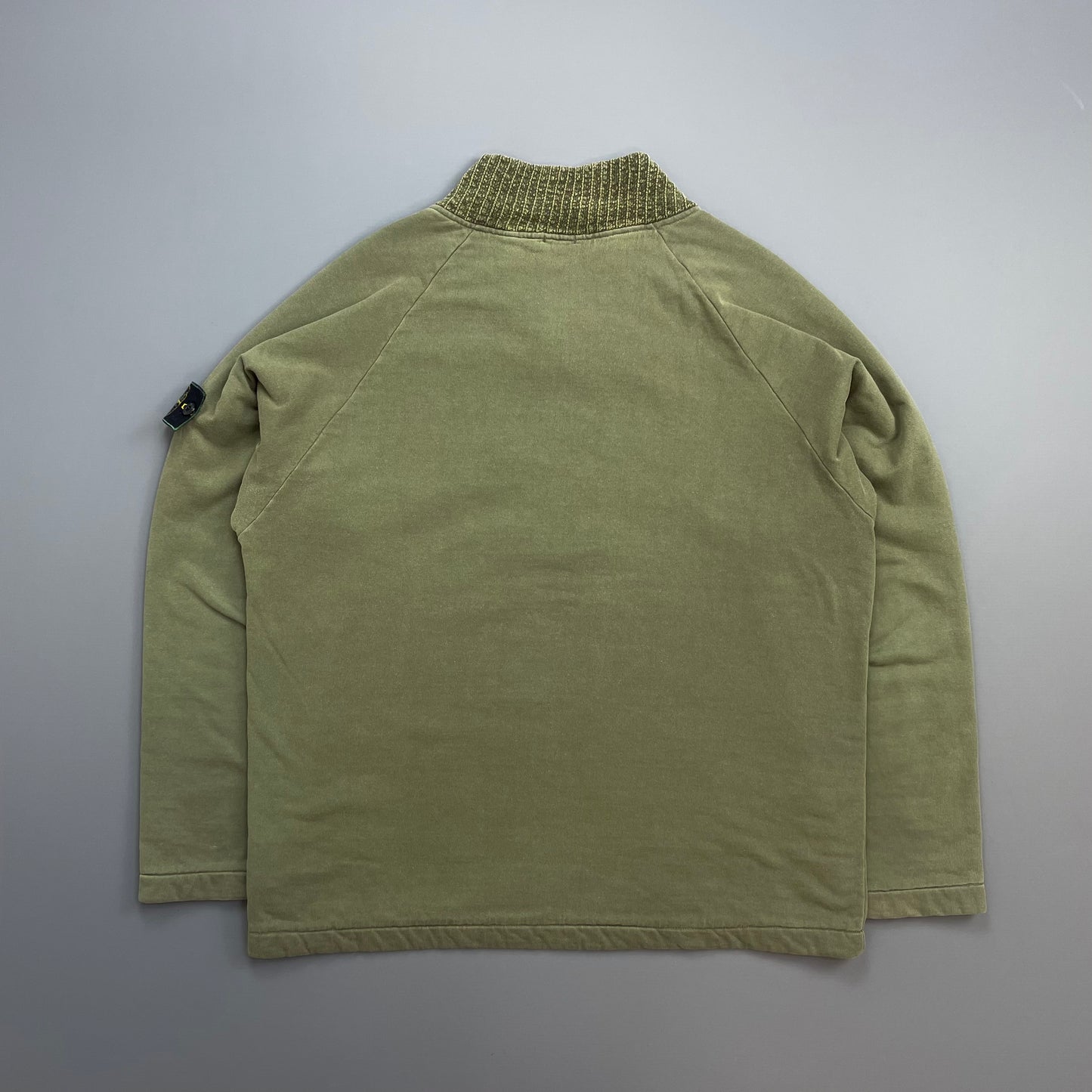 Stone Island Green AW95 Chenille Button-Up Collar Jumper