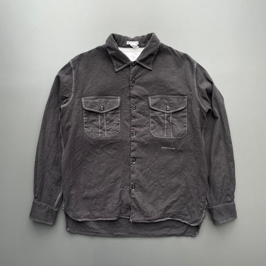 Stone Island Brown 00s Wool Contrast Stitch Shirt