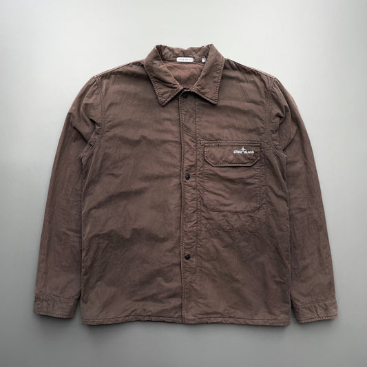 Stone Island Brown 00s Lined Spellout Overshirt