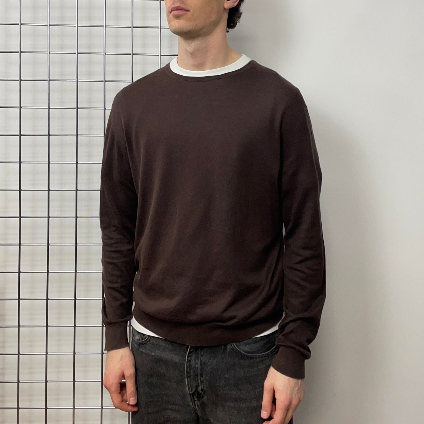 Prada Brown 2008 Cotton Knit Crewneck Jumper