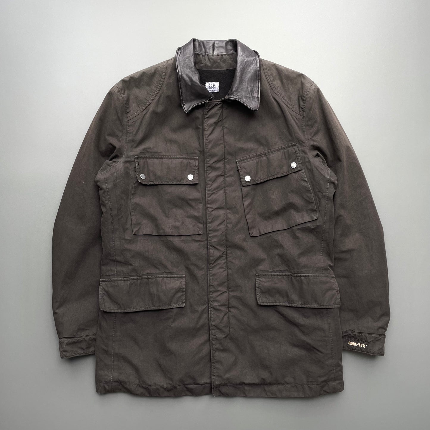 C.P. Company Brown AW05 Leather Collar Goretex Field Jacket