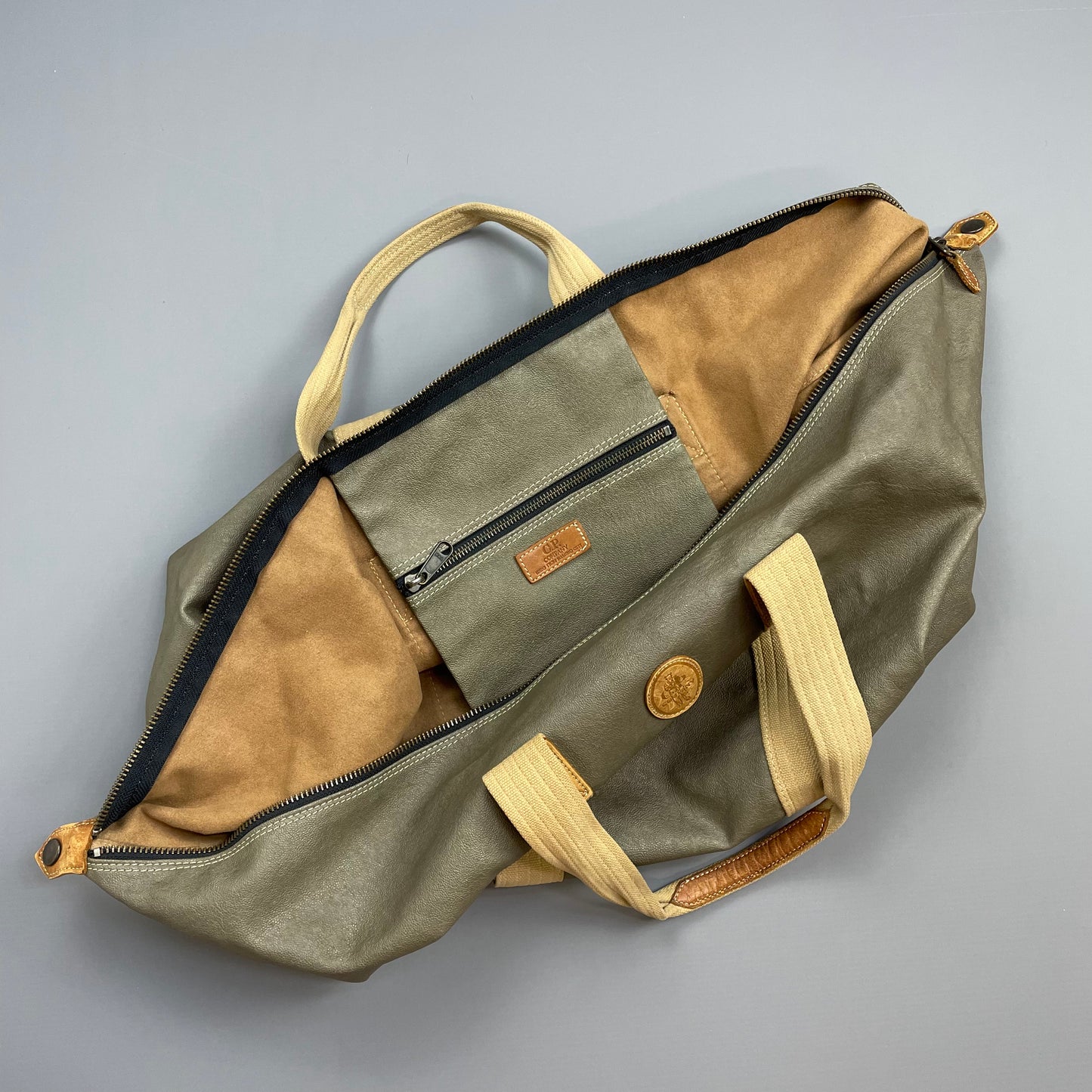 C.P. Company Olive 1980s Ideas From Massimo Ostio Leather XL Duffle Bag