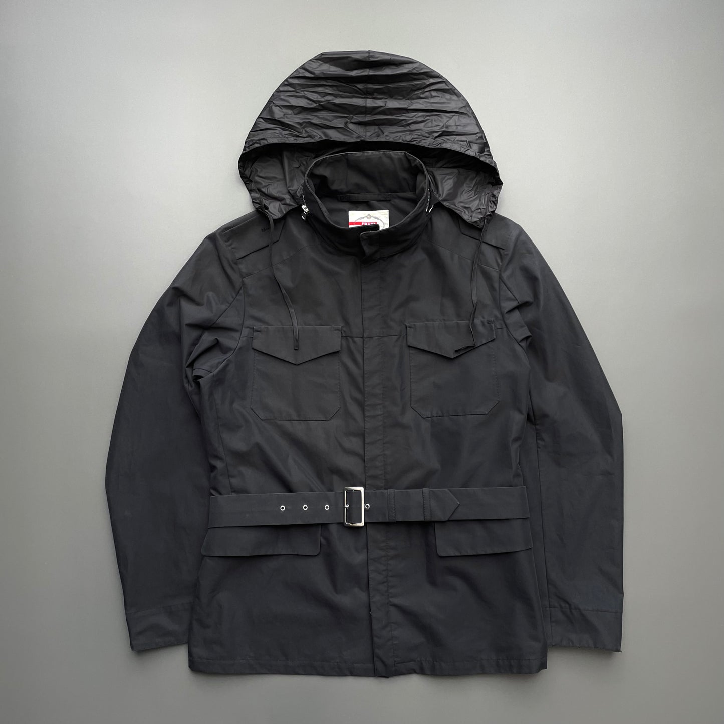 Prada Black 2010 Belted Field Jacket
