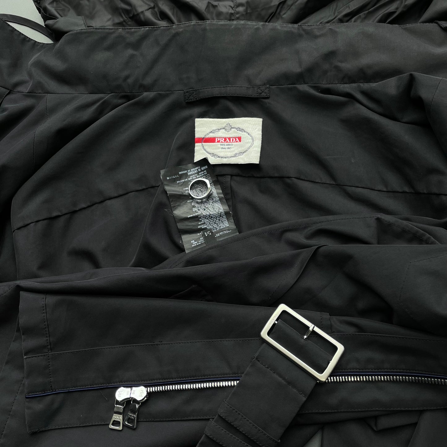 Prada Black 2010 Belted Field Jacket