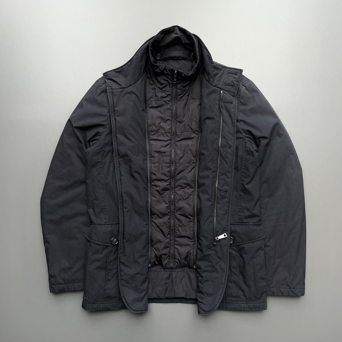 Prada Sport Black 2013 Padded Collar Liner Field Jacket