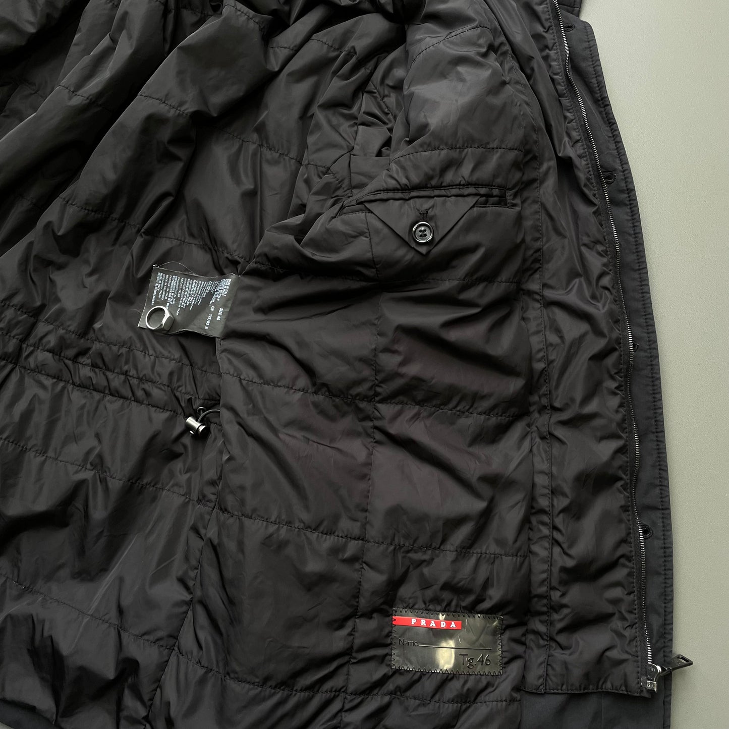 Prada Sport Black 2013 Padded Collar Liner Field Jacket