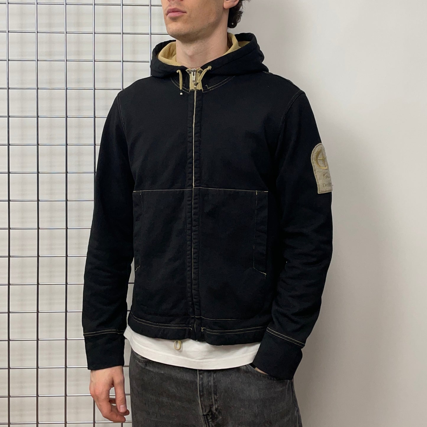 Stone Island Denims Black AW05 Nylon Dyed Waffle-Lined Hooded Jacket
