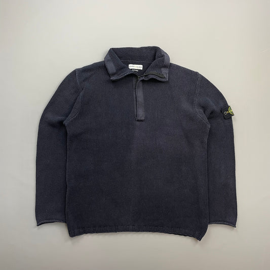 Stone Island Navy SS02 Heavyweight Half-Zip Knit Jumper