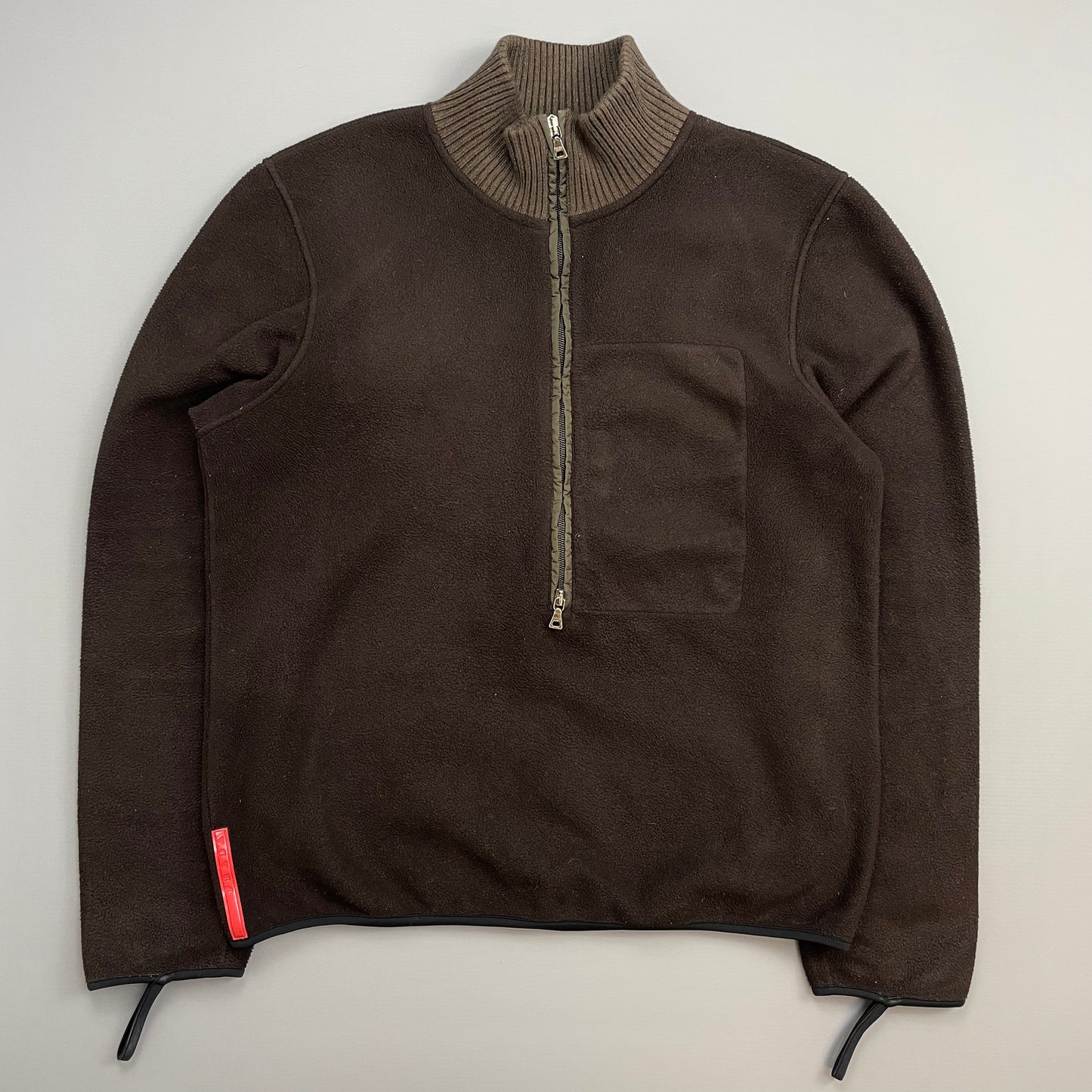 Prada Sport Brown 00s Nylon Elbow Dual-Zip Lightweight Fleece Jumper