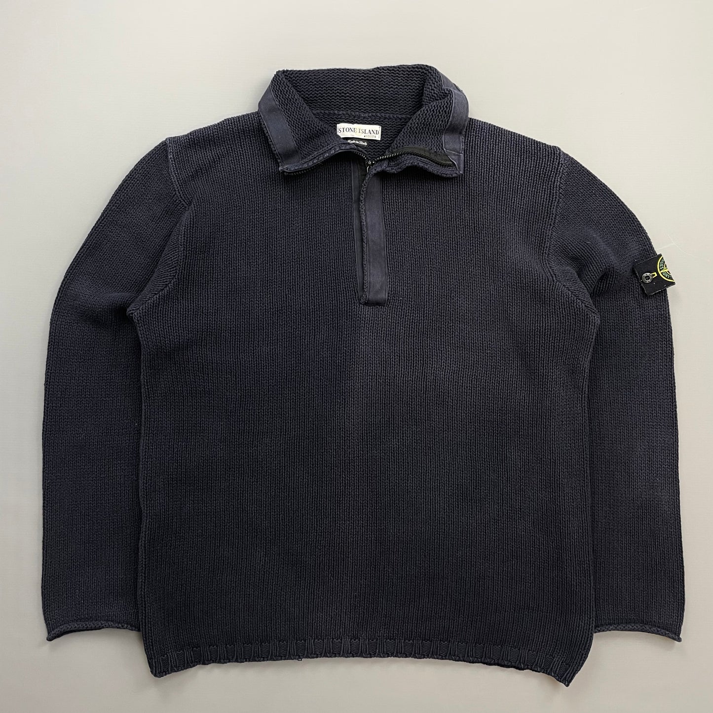 Stone Island Navy SS02 Heavyweight Half-Zip Knit Jumper